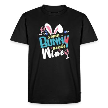 Un lapin a besoin de vin - T-shirt Premium bio Homme - noir - Devant - Nico (187cm)