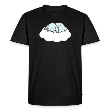 Rêve du Lapin endormi sur un nuage - T-shirt Premium bio Homme - noir - Devant - Nico (187cm)
