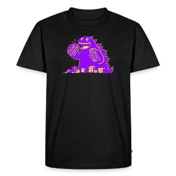 Le monstre mange la ville - T-shirt Premium bio Homme - noir - Devant - Nico (187cm)