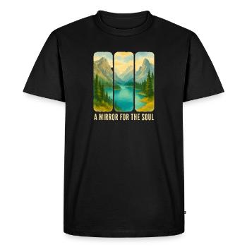 Triptyque du paysage montagneux avec lac - T-shirt Premium bio Homme - noir - Devant - Nico (187cm)