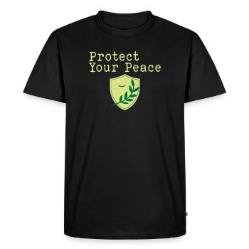Protect your peace of mind - Men's Premium Organic T-Shirt - black - Front - Nico (187cm)