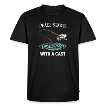 Soulagement du stress, pêche, santé mentale - T-shirt Premium bio Homme - noir - Devant - Nico (187cm)