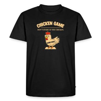 Chicken Game Over Cartoon Humor - Men's Premium Organic T-Shirt - black - Front - Nico (187cm)