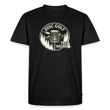 Disc Golf Tree Magnet – Design extérieur vintage - T-shirt Premium bio Homme - noir - Devant - Nico (187cm)