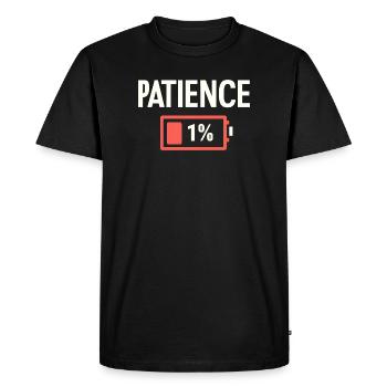 Patience 1% Low Battery Funny Sarcasm - Men's Premium Organic T-Shirt - black - Front - Nico (187cm)