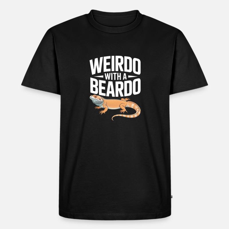 Weirdo mit Bartkind - Männer Premium Bio T-Shirt - Schwarz