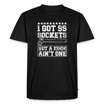 J’ai 99 douilles mais un 10mm n’en fait pas partie - T-shirt Premium bio Homme - noir - Devant - Nico (187cm)