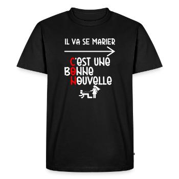 Tenue Groupe EVG Mariage Humour - T-shirt Premium bio Homme - noir - Devant - Nico (187cm)