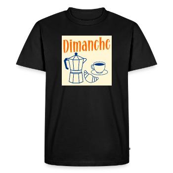 Dimanche Café Croissant - T-shirt Premium bio Homme - noir - Devant - Nico (187cm)