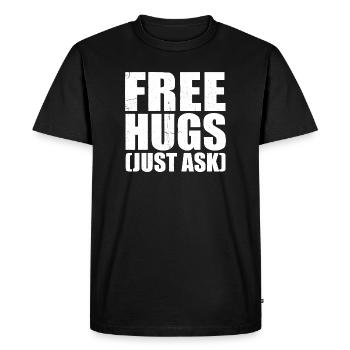 Câlins gratuits, il suffit de demander un texto angoissé - T-shirt Premium bio Homme - noir - Devant - Nico (187cm)
