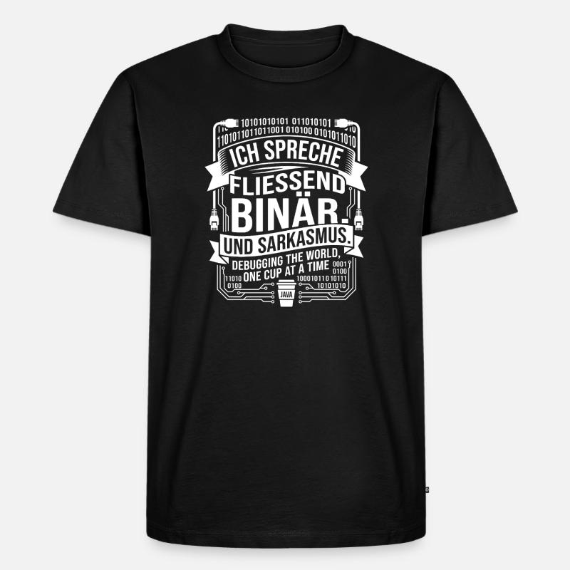 Coding Binärer Kaffee Sarkasmus - Männer Premium Bio T-Shirt - Schwarz
