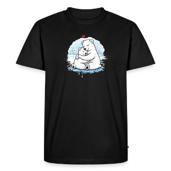 Câliner des ours polaires en hiver – un motif affectueux - T-shirt Premium bio Homme - noir - Devant - Nico (187cm)