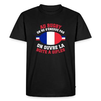 Rugby Boîte à Gifles - T-shirt Premium bio Homme - noir - Devant - Nico (187cm)