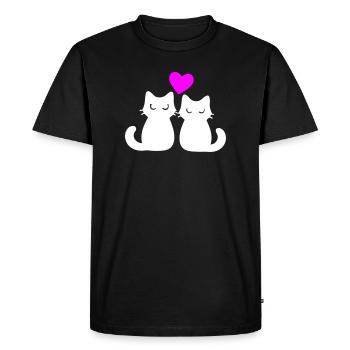 Couple de chats amoureux - T-shirt Premium bio Homme - noir - Devant - Nico (187cm)