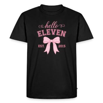 Bonjour Eleven Est 2015 Pink Bow Design - T-shirt Premium bio Homme - noir - Devant - Nico (187cm)