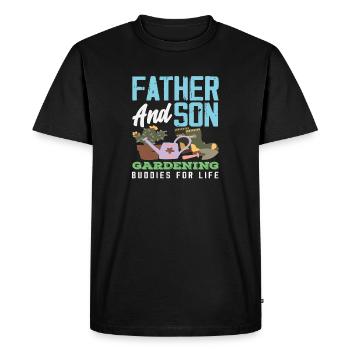 Père Fils Jardinage Amoureux des plantes - T-shirt Premium bio Homme - noir - Devant - Nico (187cm)