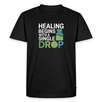 Homeopathy Healing Begins Single Drop Professional - Men's Premium Organic T-Shirt - black - Front - Nico (187cm)