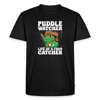 Frog Catcher Puddle Watcher Life Of A Frog - Men's Premium Organic T-Shirt - black - Front - Nico (187cm)