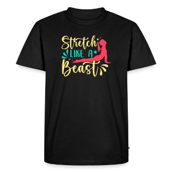 Yoga : étirement comme une bête, yoga drôle - T-shirt Premium bio Homme - noir - Devant - Nico (187cm)