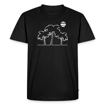Palmiers tropicaux au coucher du soleil - T-shirt Premium bio Homme - noir - Devant - Nico (187cm)