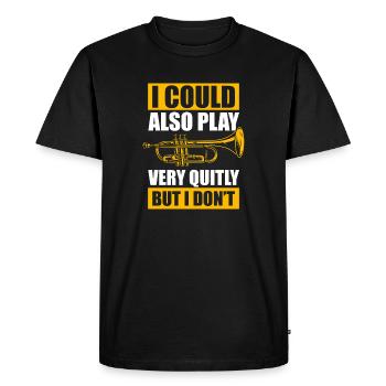 Joue très calmement trompettiste - T-shirt Premium bio Homme - noir - Devant - Nico (187cm)