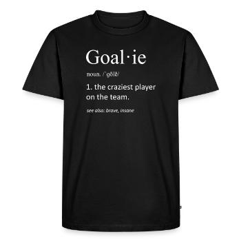 Silhouette du gardien de gardien de football avec battement de cœur avec ECG de gardien - T-shirt Premium bio Homme - noir - Devant - Nico (187cm)