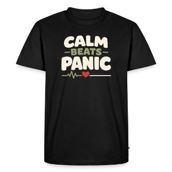 Le calme l’emporte sur la panique, le mode de vie, - T-shirt Premium bio Homme - noir - Devant - Nico (187cm)