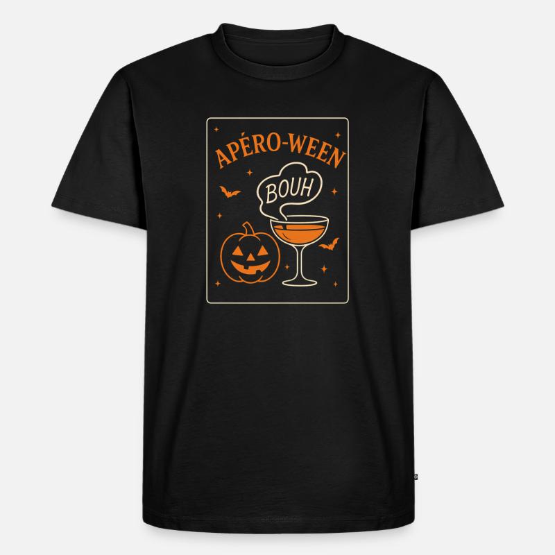 Aperitif-ween Pumpkin Humor - Männer Premium Bio T-Shirt - Schwarz