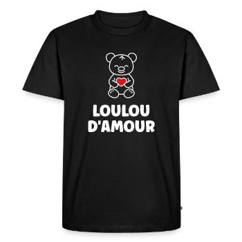 Ourson Coeur Rouge LOULOU - T-shirt Premium bio Homme - noir - Devant - Nico (187cm)