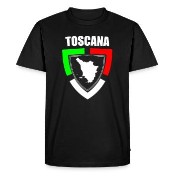 Souvenir toscane en t-shirt tricolore d’Italie - T-shirt Premium bio Homme - noir - Devant - Nico (187cm)