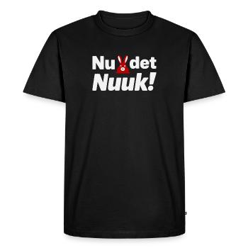 Nu Det Nuuk Greenland Wordplay Red Bunny Graphic - Men's Premium Organic T-Shirt - black - Front - Nico (187cm)