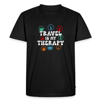 Passport Stamp World Travel Adventure Gift - Men's Premium Organic T-Shirt - black - Front - Nico (187cm)