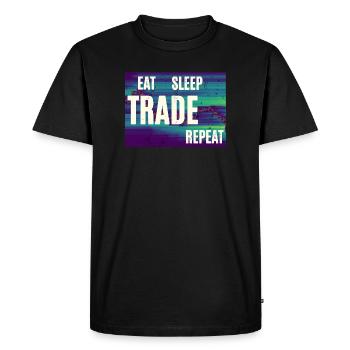 Échange de mange et de sommeil : Répéter - T-shirt Premium bio Homme - noir - Devant - Nico (187cm)