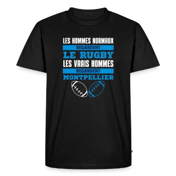 Rugby Montpellier Vrais Hommes - T-shirt Premium bio Homme - noir - Devant - Nico (187cm)