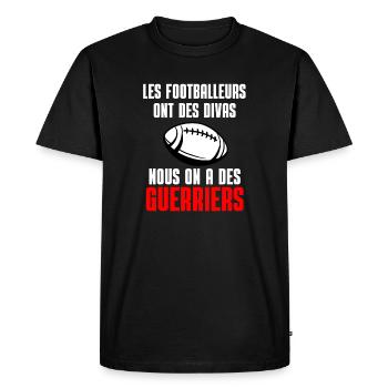 Rugby Warriors vs Divas Football - Men's Premium Organic T-Shirt - black - Front - Nico (187cm)
