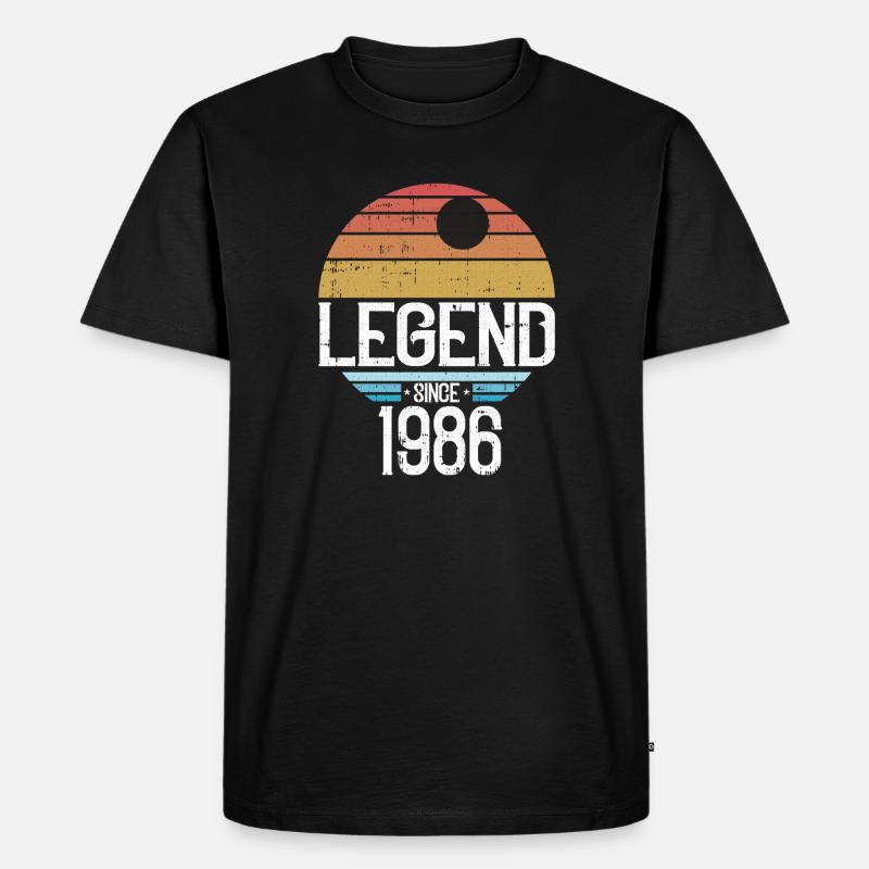 Legend 1986 Retro Sonnenlogo - Männer Premium Bio T-Shirt - Schwarz