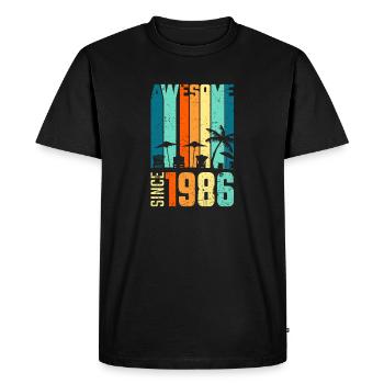 Silhouette tropicale vintage depuis 1986 - T-shirt Premium bio Homme - noir - Devant - Nico (187cm)