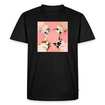 Quatre chats en cercle | Pastel Kawaii Motif - T-shirt Premium bio Homme - noir - Devant - Nico (187cm)