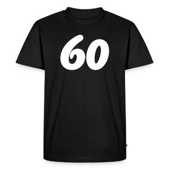 60. 60 ANS. 60e ANNIVERSAIRE. ANNIVERSAIRE 60 ANS. - T-shirt Premium bio Homme - noir - Devant - Nico (187cm)