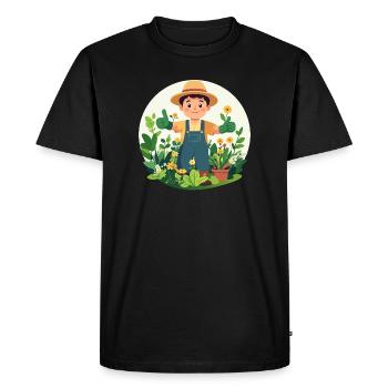 Motif de jardinier Green Thumb Plant Comprehenser - T-shirt Premium bio Homme - noir - Devant - Nico (187cm)