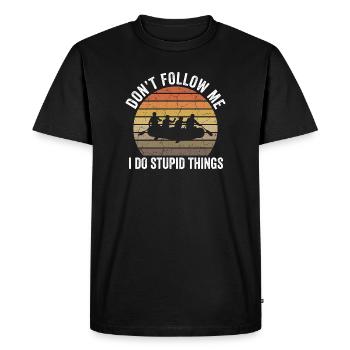 Ne me suis pas, je fais des bêtises en rafting. - T-shirt Premium bio Homme - noir - Devant - Nico (187cm)