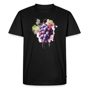 Grapes Watercolor - Men's Premium Organic T-Shirt - black - Front - Nico (187cm)