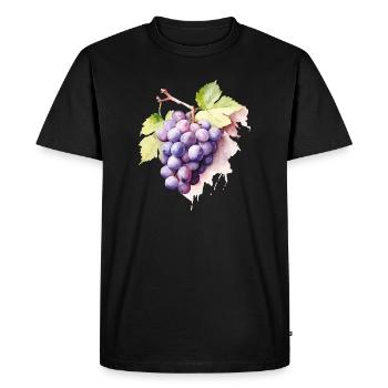Grapes Watercolor Cluster - Men's Premium Organic T-Shirt - black - Front - Nico (187cm)
