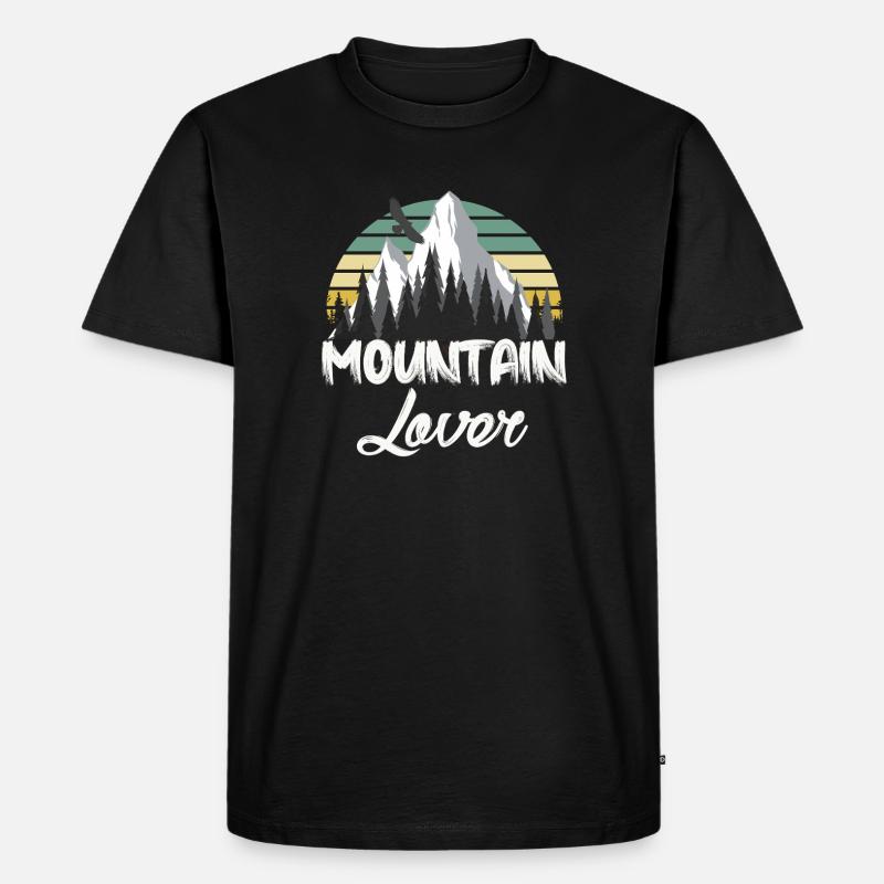 Mountain Retro Berglandschaft - Männer Premium Bio T-Shirt - Schwarz
