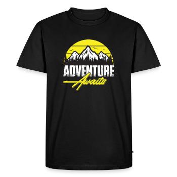 Adventure Awaits Mountain Landscape Neon - Men's Premium Organic T-Shirt - black - Front - Nico (187cm)