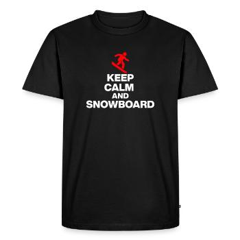 KEEP CALM AND SNOWBOARD! FUN ON THE SLOPES & HUT FUN - Men's Premium Organic T-Shirt - black - Front - Nico (187cm)