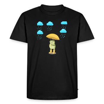 Grenouille avec un parapluie sous la pluie - T-shirt Premium bio Homme - noir - Devant - Nico (187cm)