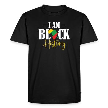 Carte de l’histoire de l’Afrique de I Am Black : afrocentrique - T-shirt Premium bio Homme - noir - Devant - Nico (187cm)