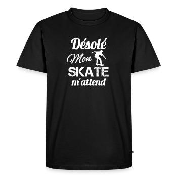 Désolé Mon Skate M’attend - T-shirt Premium bio Homme - noir - Devant - Nico (187cm)