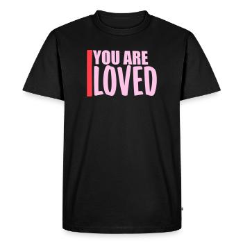 Tu es aimé, peu importe la compassion que tu ressens - T-shirt Premium bio Homme - noir - Devant - Nico (187cm)